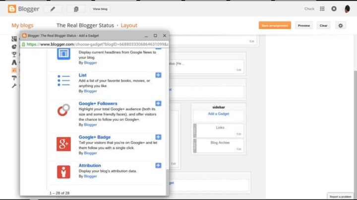 Como adicionar gadgets a um blog do Blogger