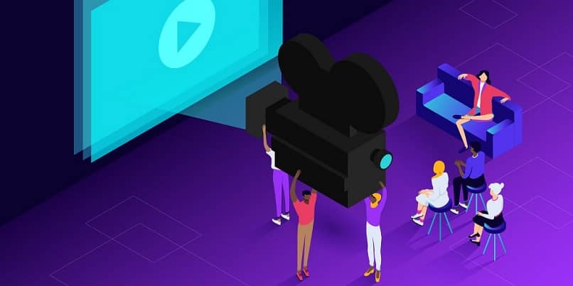 fundo roxo da câmera de vídeo preta animado